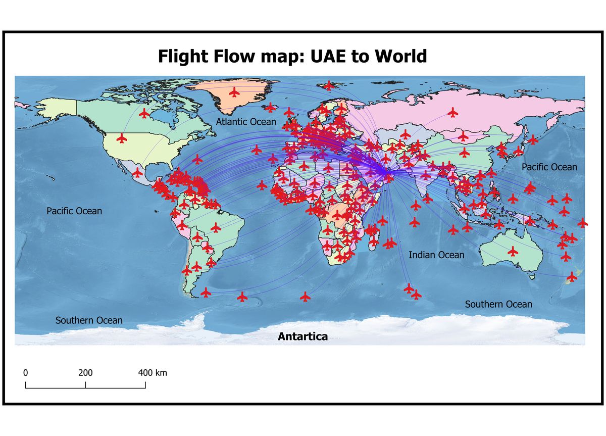 World flight-flow map